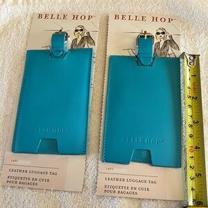 Turquoise Leather Luggage Tag